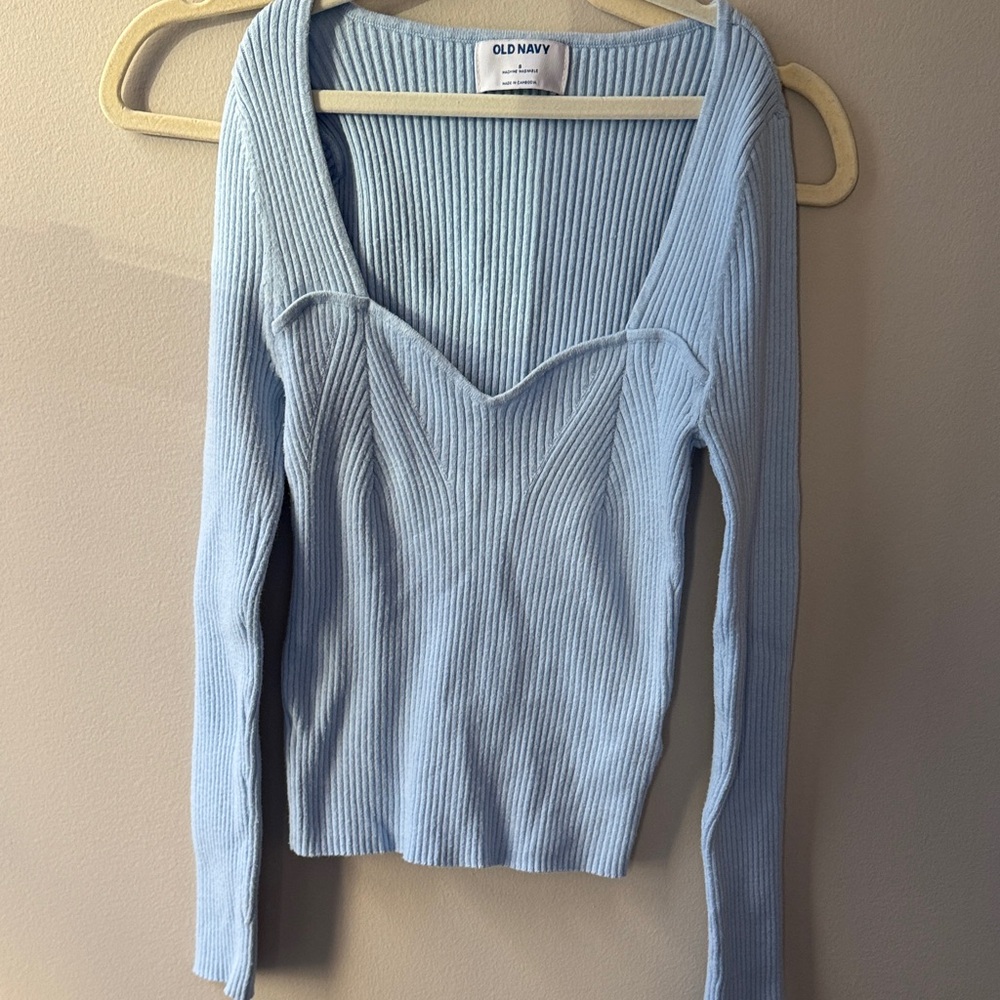 Old Navy Sky Blue Ribbed Knit Top